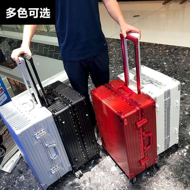 行李箱拉杆箱尺寸女学生铝框密码箱女大容量超...