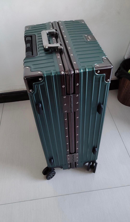 结实可坐人26寸铝镁合金铝框行李箱24寸铆...