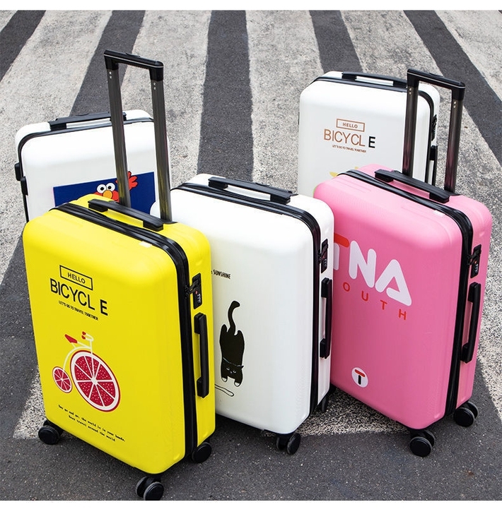 卡通旅行箱女韩版个性印花旅行箱学生密码拉杆...