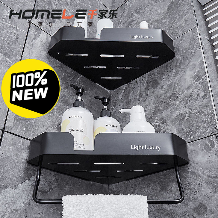 免打孔浴室置物架卫生间太空铝三角架卫浴五金...