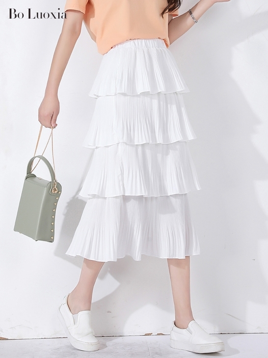 [在校]基本全新可交换白色蛋糕裙半身裙女夏...