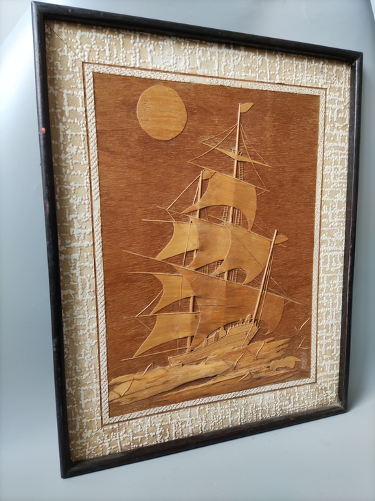 老树皮画装饰画工艺画，80年代手工艺品，品...