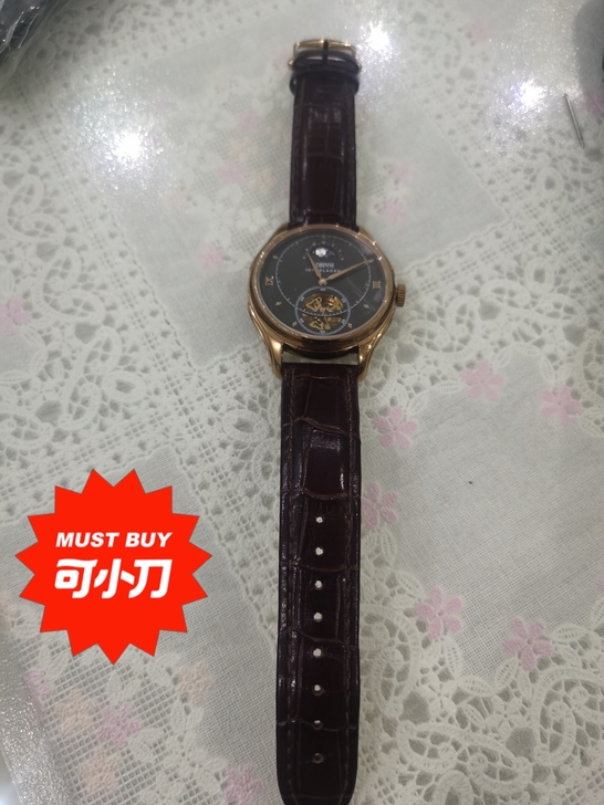 罗宾尼镂空手表男士全自动机械表皮带男表正品...