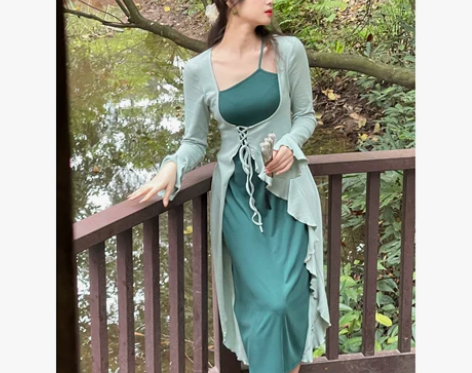 EIA一尧【俏江南】新国风假两件拼接复古连...