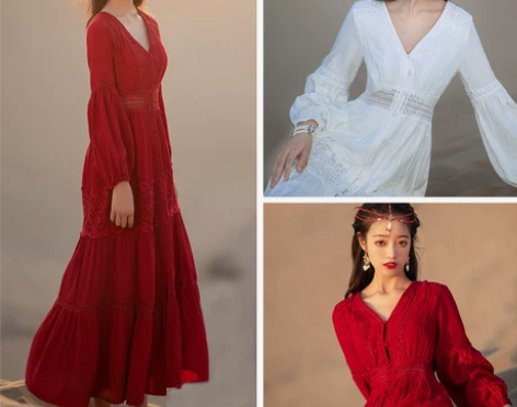 草原青海湖旅游裙子新疆异域风情服装沙漠度假...