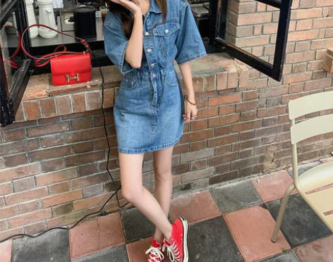 曾小咸女装牛仔连衣裙女2022年新款夏季薄...