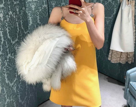 加比Gaby年会小礼服金属吊带连衣裙女港风...