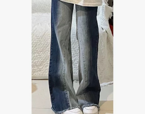高腰显瘦微喇叭牛仔裤女美式复古大码胖mm高...