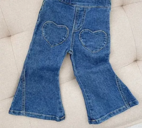全新女童牛仔裤柔软女宝喇叭裤子 面料棉质的...