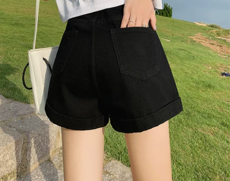 牛仔短裤女2022年新款夏季薄款高腰a字显...