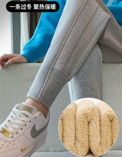加绒加厚运动裤女冬季保暖卫裤小个子秋冬羊羔...