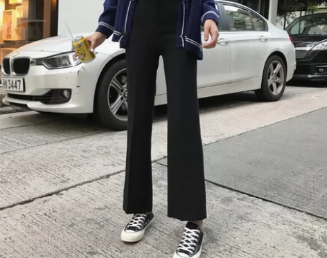 春装韩版女装百搭高腰阔腿西装裤宽松显瘦直筒...