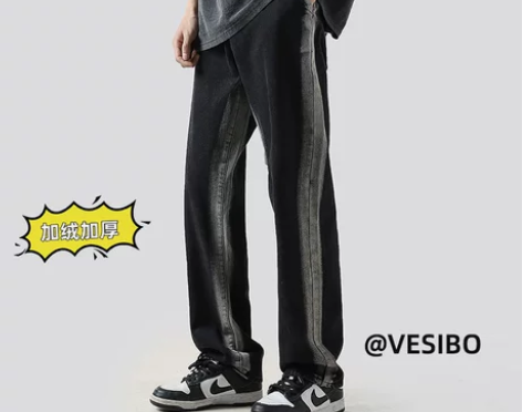 美式高街直筒牛仔裤男秋季潮牌宽松高街新款水...