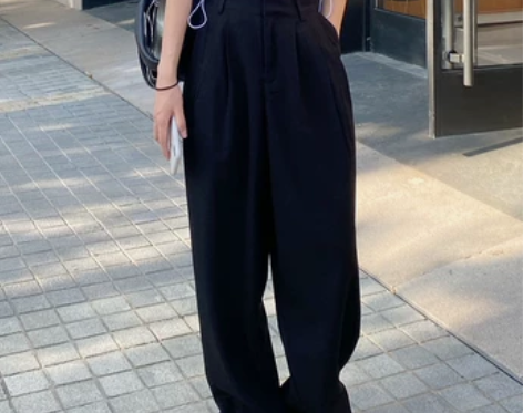 ?大码西装裤女夏垂感阔腿裤胖妹妹mm梨形身...