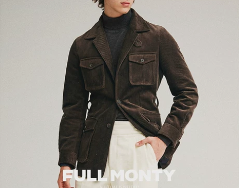 FULL MONTY巧克力色猎装进口纯棉粗...