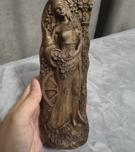 国外etsy购买的纯手工木雕的福尔图娜Fo...