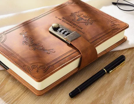 A5复古密码本带锁日记本加厚密码锁学生记事...