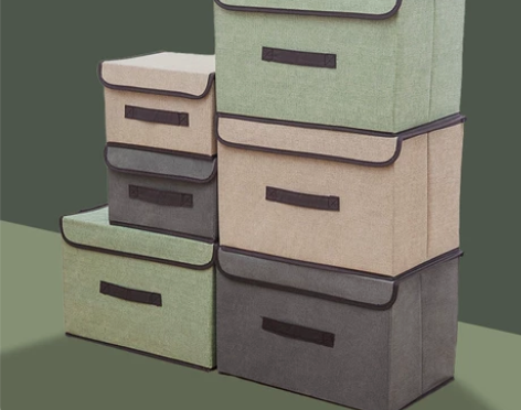 布艺折叠收纳箱储物整理带盖防尘便携盒衣物杂...