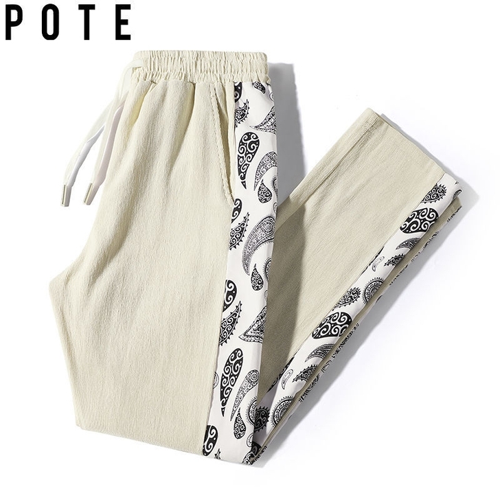 POTE/灯芯绒休闲裤男春秋季宽松复古腰果...