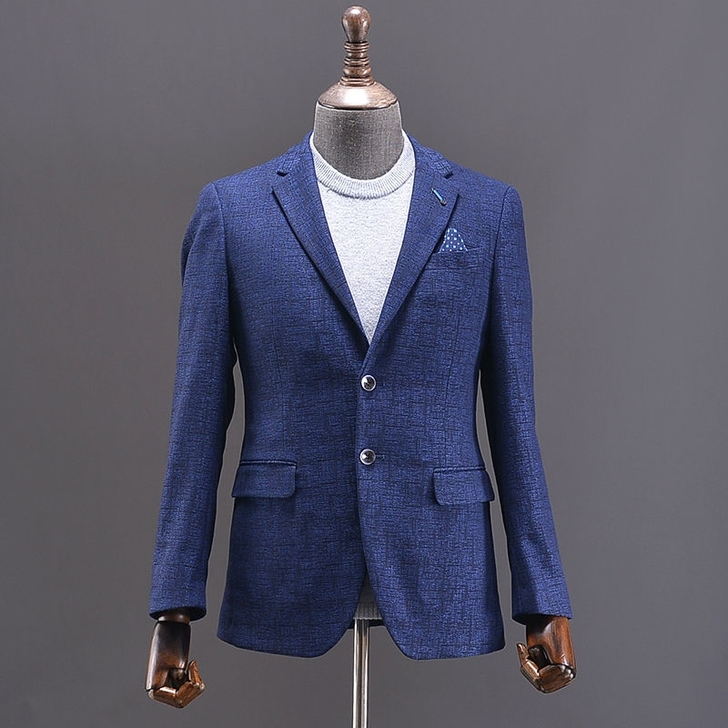 男士休闲单西春秋季两粒扣单排时尚潮流修身青...