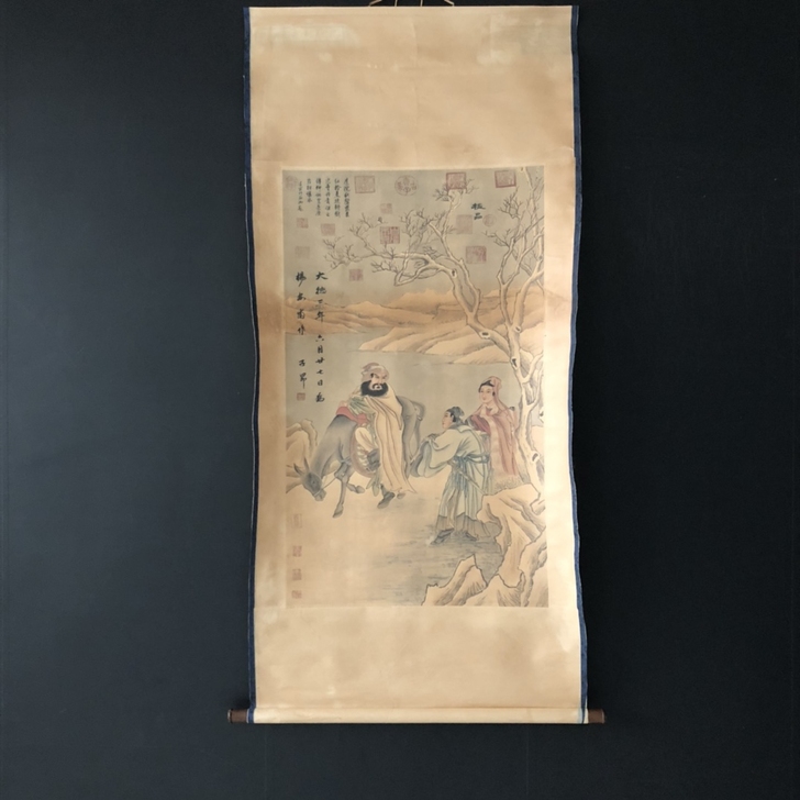 古玩字画收藏【赵孟頫】高士出行，明代，三尺...