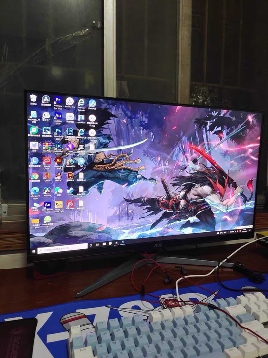 曲面24寸电脑无边框显示器24寸高清曲面高...