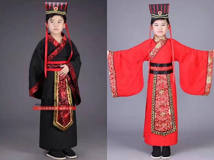 儿童古装汉服男童表演出服装战国秦汉朝丞相大...