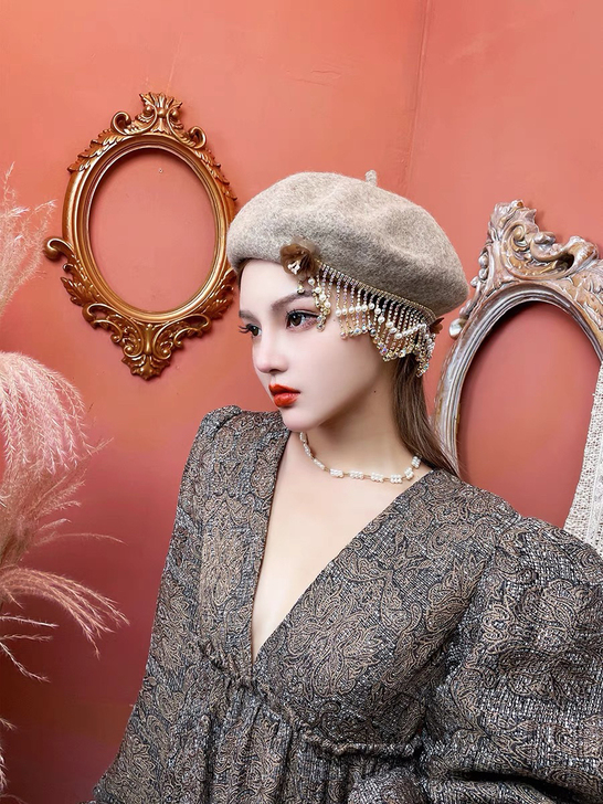 Wangbei 原创秋冬复古小众幻彩钻链摩...