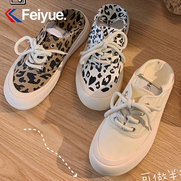 女鞋夏天飞跃大头豹纹鞋2021秋季新款可爱...