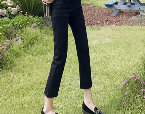 ?黑色牛仔裤女2021年春装新款宽松高腰阔...
