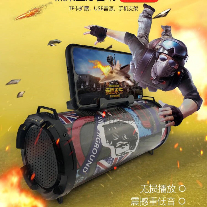 充电户外蓝牙小音箱黑圆低音炮大音量便携式家...