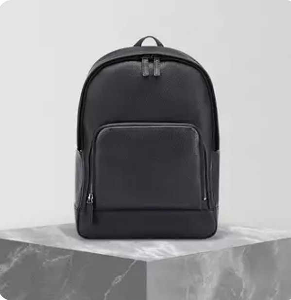 严选 牛皮复古男式双肩包 全新