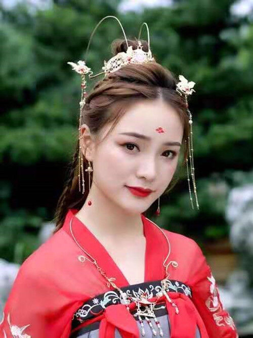 全新 汉服发冠学生魏晋古风凤冠头饰流苏头冠...