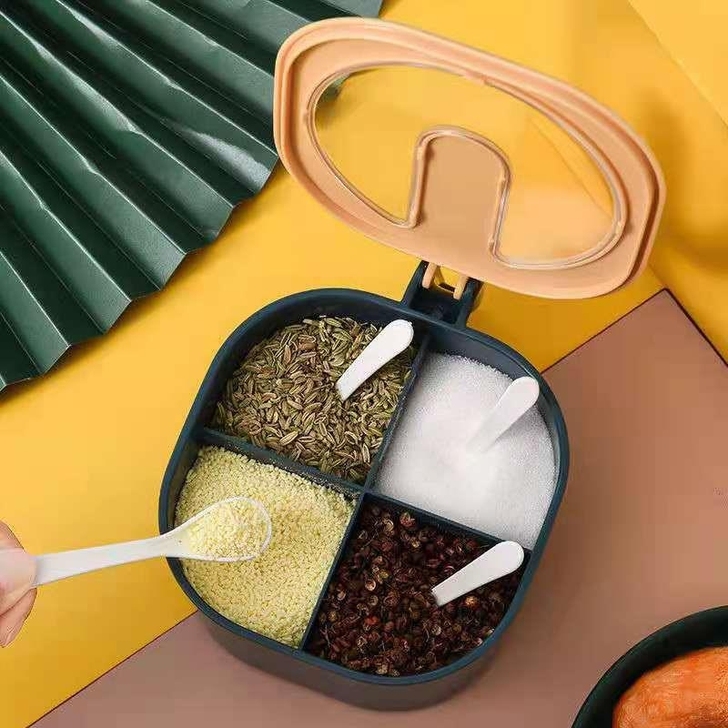 买一送四调料盒组合套装家用厨房用品盐糖味精...