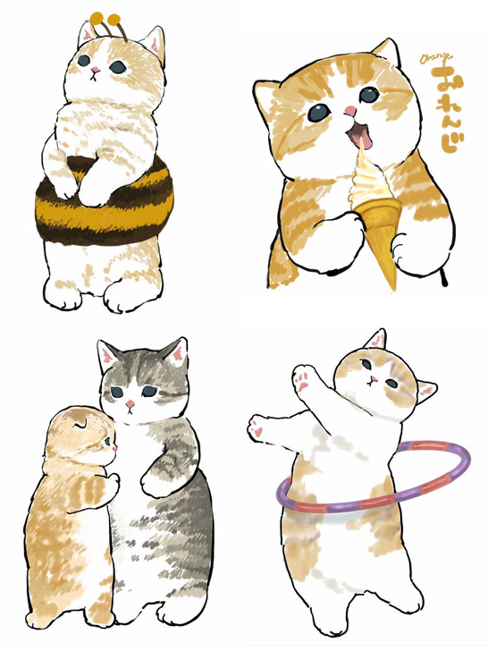 872张小可爱!国外呆萌猫咪创意水彩插画素材