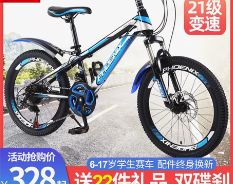 凤凰儿童自行车男孩女孩中大童山地车18/2...
