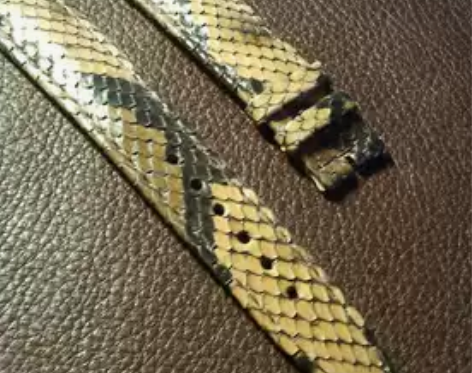 二手蛇皮手工表带,包边款!配万国七日链折叠...