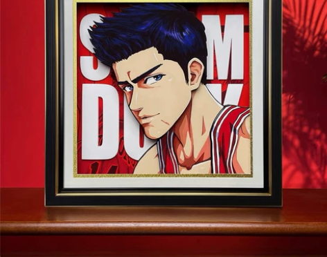 原创灌篮高手三井寿纸艺立体画3d动漫装饰挂...