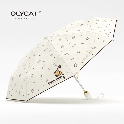 OLYCAT清新猫咪不透光自动三折叠晴雨伞...