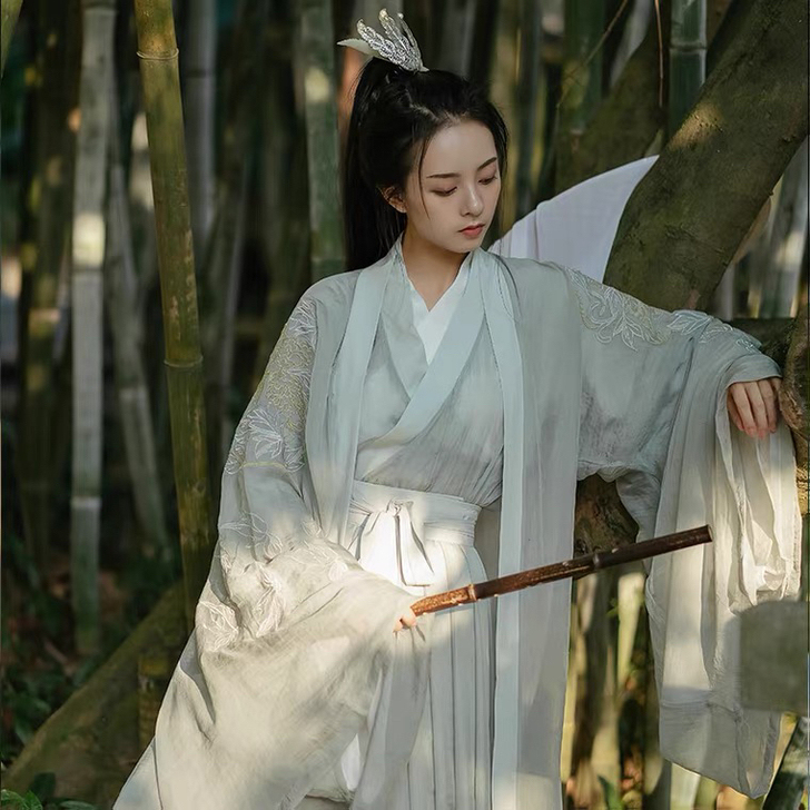 言然不染原创汉服女魏晋风广袖交领齐腰襦裙大...