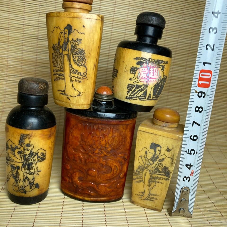 天然骨头骨雕鼻烟壶闻烟壶古玩杂项 收藏艺术