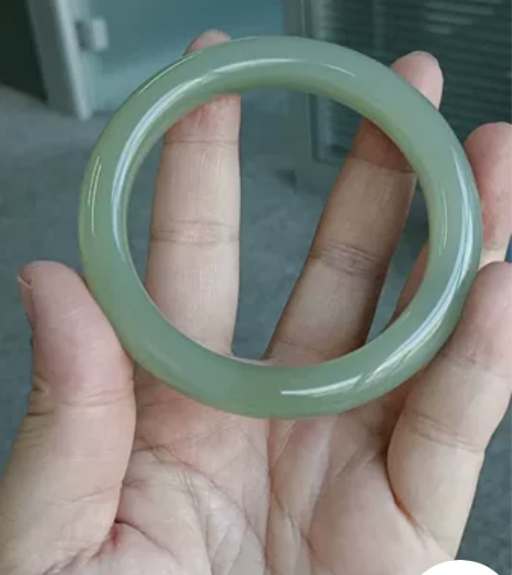 和田玉 冰晴水 冰晴绿 平安镯 58.6圈...