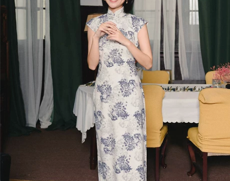 茉茉旗袍春秋 小连袖侧拉链中长款复古文艺日...