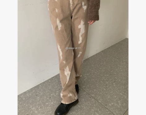 Sleep at 11 高腰牛仔裤女直筒宽...