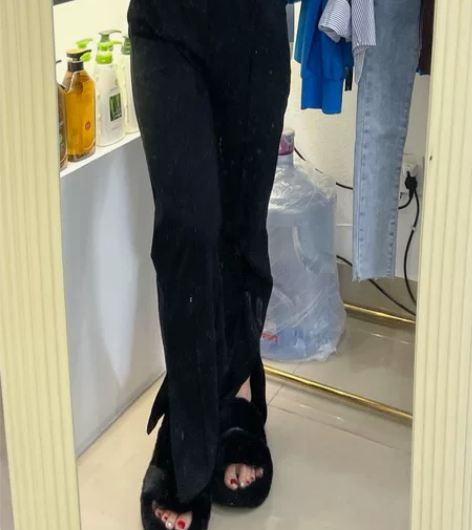 【清衣橱】高腰小微喇裤2022新款黑色复古...