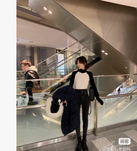 三粒扣束腰牛仔裤女冬网红高腰显瘦显高新款潮...