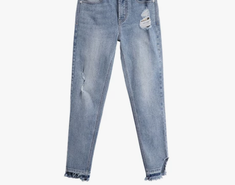 张大奕 破洞小脚裤2018秋季休闲韩版水洗...