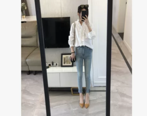 元的！客供进口牛仔棉高弹中高腰显瘦百搭小脚...