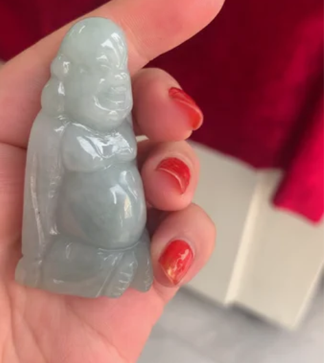 翡翠A货玉雕文玩收藏 精雕立体佛公摆件 水...