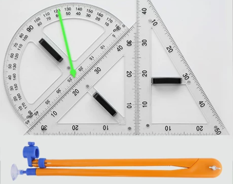 三角板 三角板量角尺磁性透明量角器直尺套装...